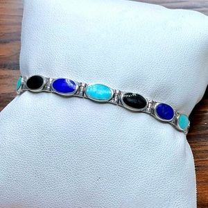 🌺Vintage Bocco Sterling & Stone Bracelet